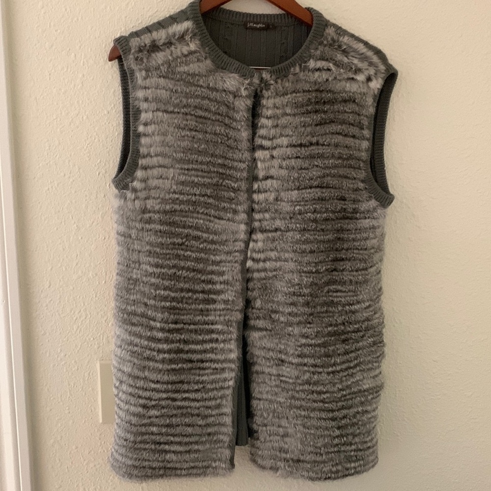 J. McLaughlin rabbit Fur 100% Wool Vest size L